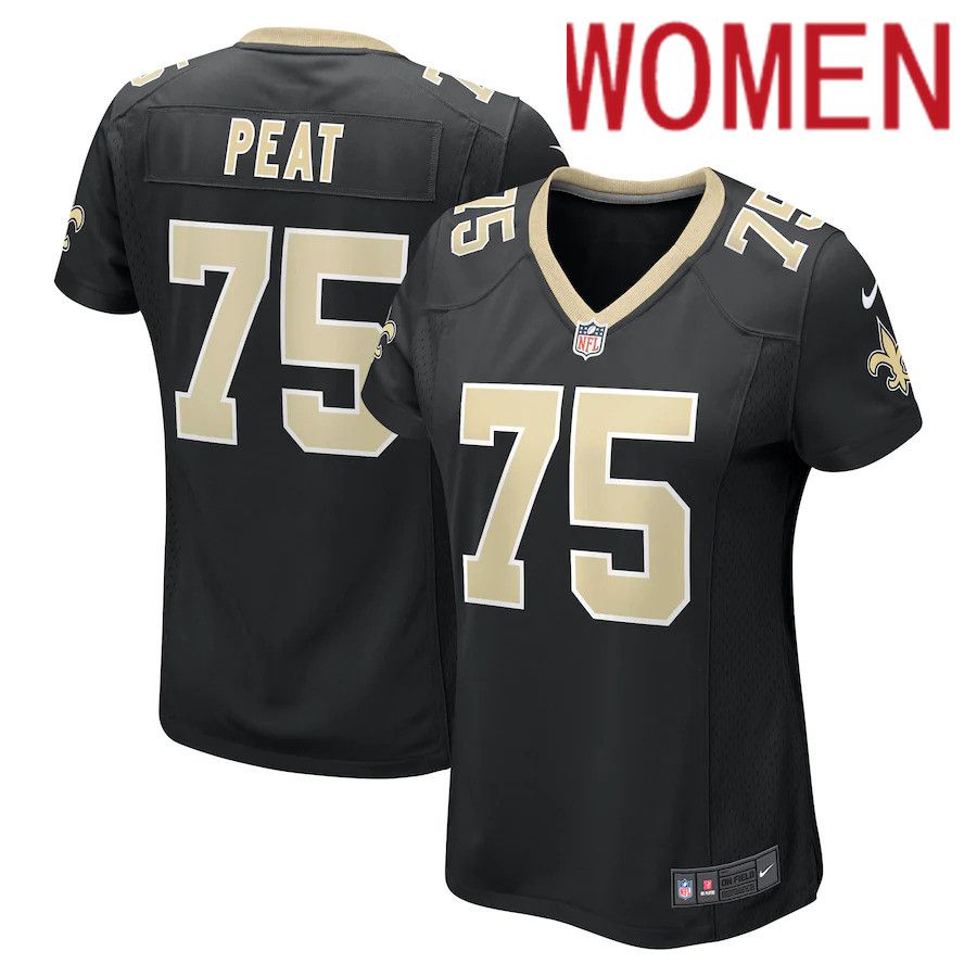 Women New Orleans Saints 75 Andrus Peat Nike Black Game NFL Jersey